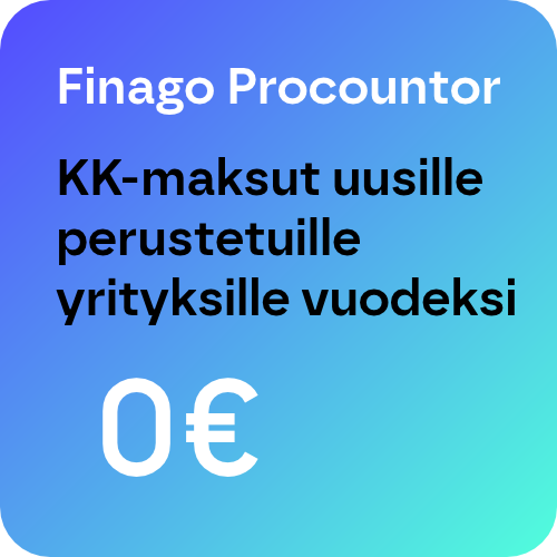 Finago Procountor uudelle yritykselle 0 € / kk vuoden 12 kk ajan